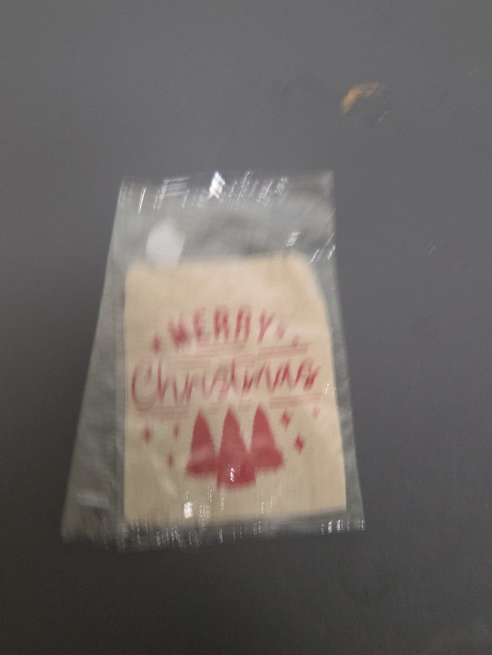 Holiday Cream Cotton Gift Bag with Red 'Merry Christmas' Print